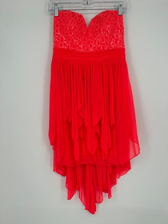My Michelle Dresses & Skirts - My Michelle Strapless Lace Hi-Low Chiffon Party Dress Coral Pink Size 11 HOCO